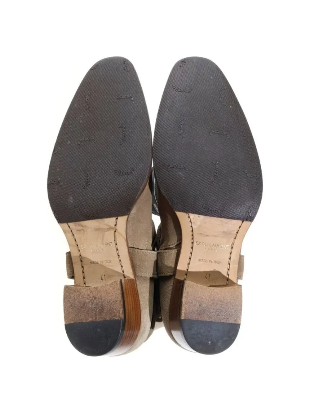 Saint Laurent Paris Wyatt Ring Boots High Cut Beige